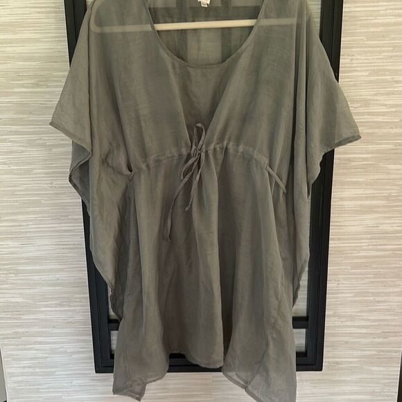 ECHO Bloomingdales sage green sheer poncho swimwear cover-up top tunic one size - Picture 1 of 5